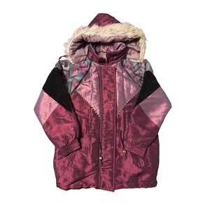 Vtg Paramount Kids Iridescent Purple Puffer Parka Jacket 12 90s XXS petite 00 0